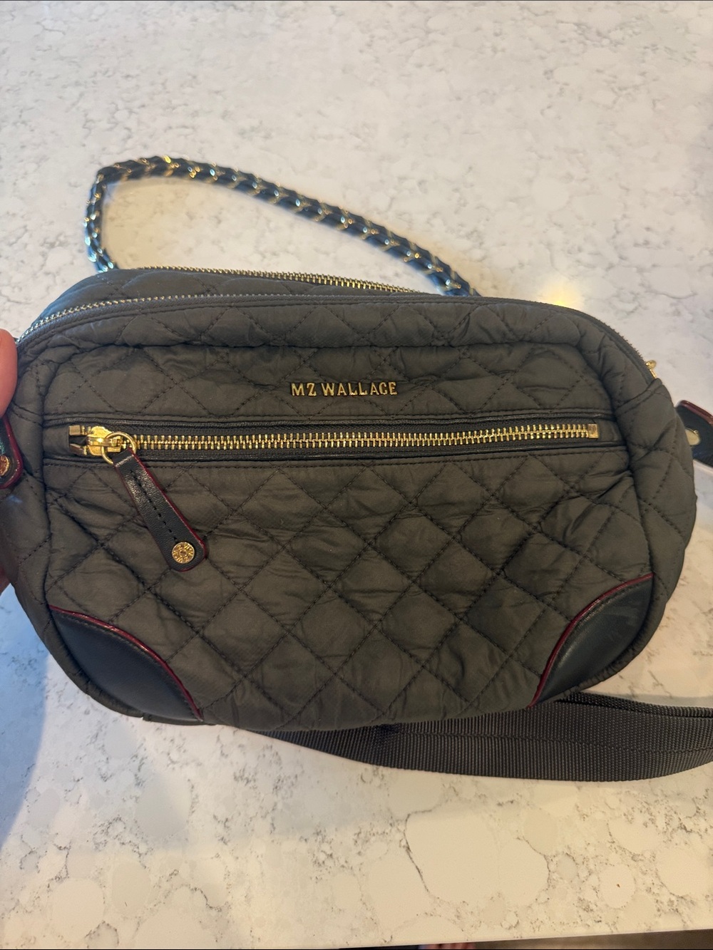 MZ Wallace Quilted Crossbody Bag in Black with Gold Hardware - Picture 3 of 8